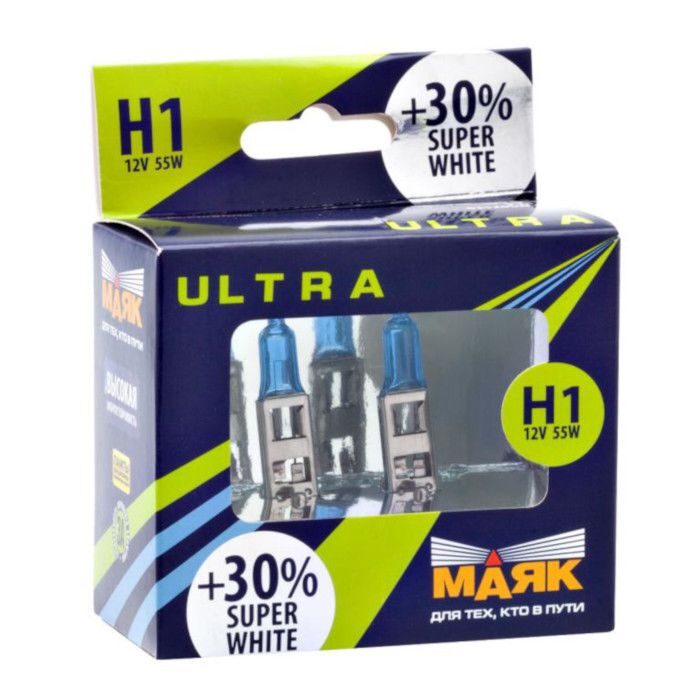 Лампа галоген Маяк H1 12v 55w Super White 4200K 52120SW