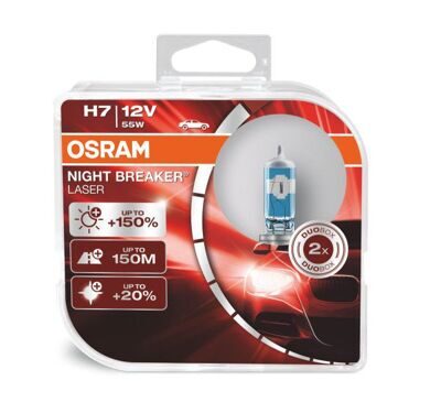 Лампа галоген Osram H7 12v 55w Night Breaker LASER+150% 3900K (комп.2шт) 64210NL-HCB