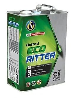 Масло моторное UNITED ECO RITTER PAO 0w30 SP/C2/C3 (4л) синт.