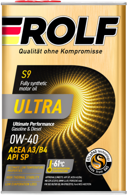 Масло моторное ROLF Ultra 0w40 A3/B4 SP (4л) синт. (металл)