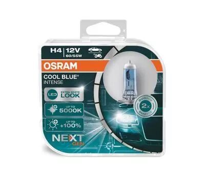 Лампа галоген Osram H4 Cool Blue Intens NEXT GEN 12v 60/55w +100% 5000K (2шт) 64193CBN-HCB