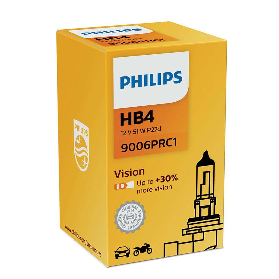 Лампа галоген Philips НB4 12v 51w Vision +30% 9006PRC1