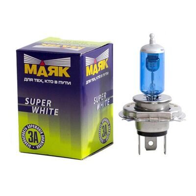 Лампа галоген Маяк H4 12v 60/55w Super White 4200K 52420SW