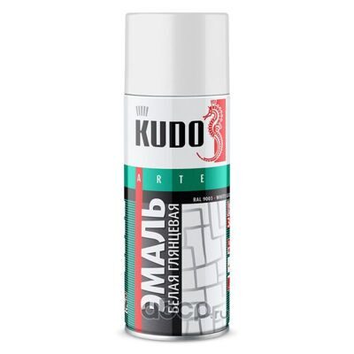 Краска-спрей KUDO стандартная белая глянцевая (520мл)  029033