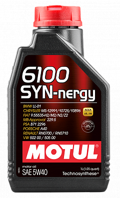 Масло моторное MOTUL 6100 SYN-NERGY 5w40 A3/SN (1л) синт. 107975 ХИТ