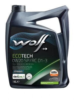 Масло моторное WOLF ECOTECH 0w20 SP/RC D1-3 (4л) синт.