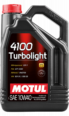 Масло моторное MOTUL 4100 Turbolight 10w40 SM/CF (4л) п/с 109462 ХИТ