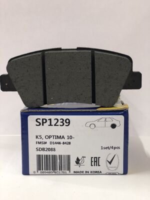 Тормозные колодки зад SANGSIN SP 1239 (NIBK PN 0538)(BREMBO P 30047)(FERODO FDB 4387 W) HYUNDAI Elantra 12-,Solaris RB 11-,KIA Rio 11-,Optima 12-,Soul 09-