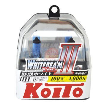 Лампа галоген KOITO H11 12v 55w WhiteBeam III +100% (4000K) (2шт) P0750W